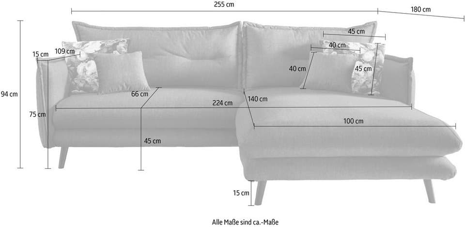 Home affaire Ecksofa Lazio modern und bequem, schmale Armlehnen, tolle Detailverarbeitung, zwei verschiedene Fußfarben wählbar - Thumbnail 8