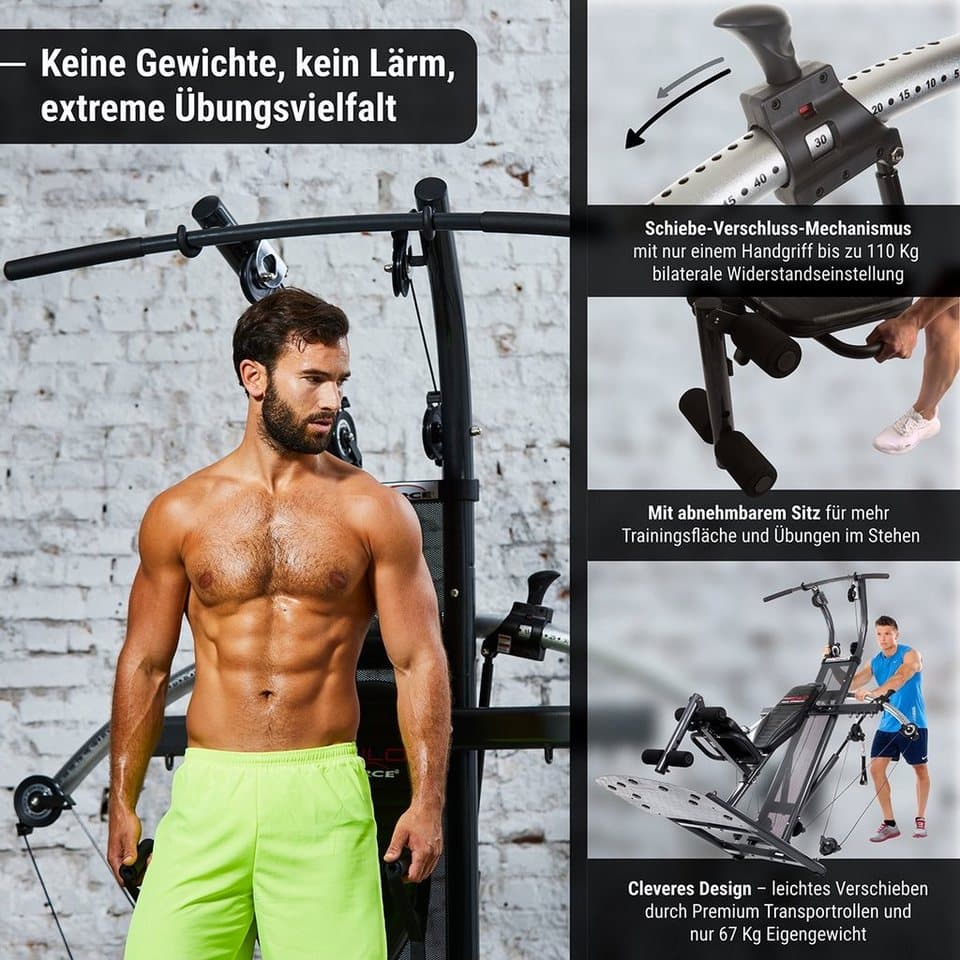 Finnlo by Hammer Kraftstation Bio Force, (Seilzug, Butterflystange, Latzug, Beinpresse und mehr), max. Benutzergewicht 135 kg, max. Trainingsgewicht 110 kg - Thumbnail 7