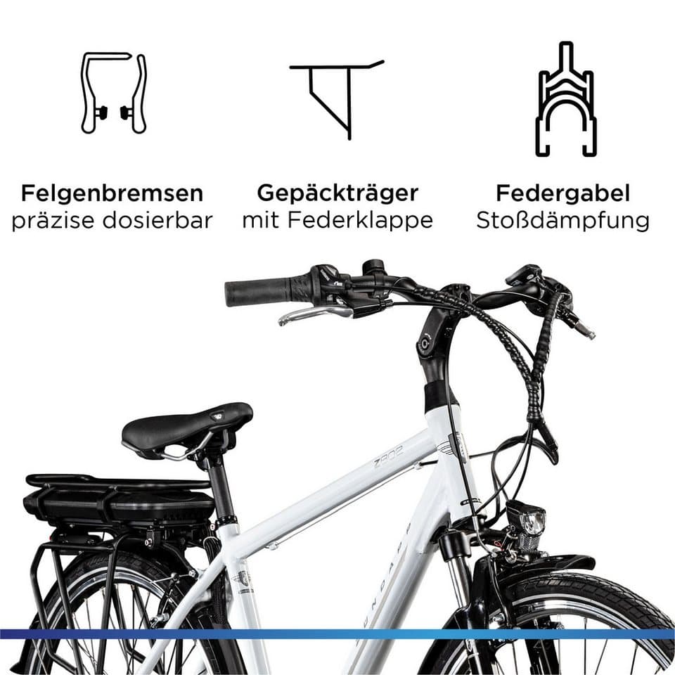 Zündapp E-Bike Trekkingrad Z802 Herren, 21 Gang Shimano Altus RD-M310 Schaltwerk, Kettenschaltung, Heckmotor, 374 Wh, Pedelec, Elektrofahrrad für Damen u. Herren - Thumbnail 3
