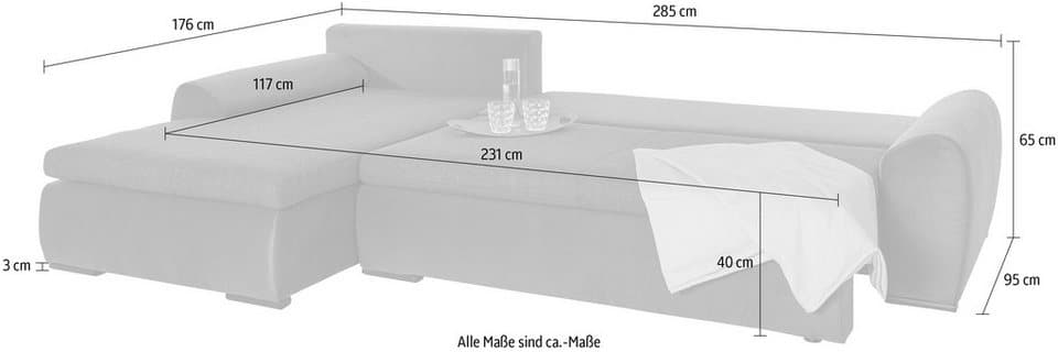 Home affaire Ecksofa Win L-Form, B: 285 cm - OTTO. Verlässliche Qualität., 2 Zierkissen, optional Schlaffunktion & Bettkasten - Thumbnail 16