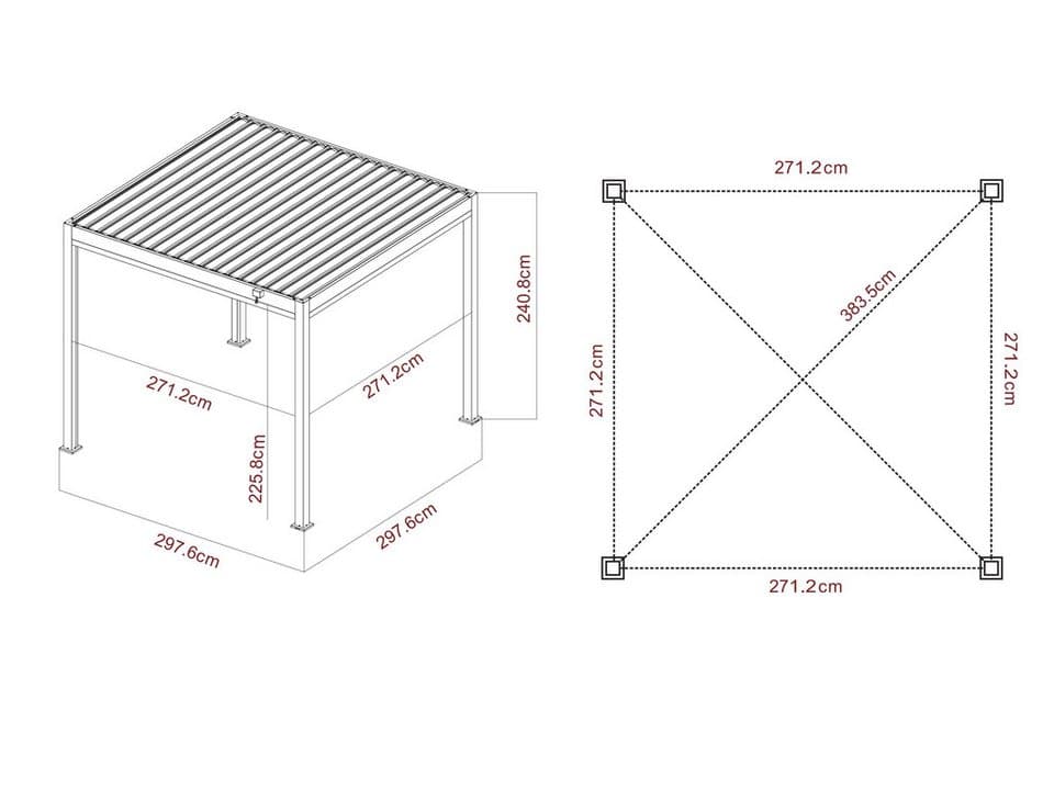 KONIFERA Pavillon Pergola Alhambra Steel, verschiedene Größen, ohne Seitenteile - Thumbnail 14