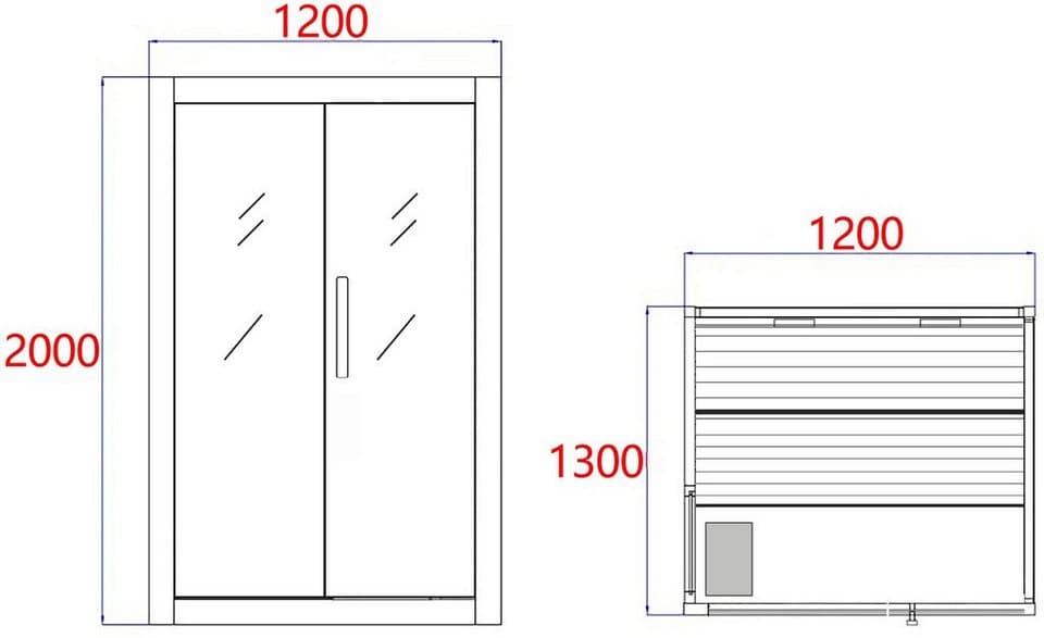 Sanotechnik Sauna PANORAMA, BxTxH: 130 x 120 x 200 cm - Thumbnail 11