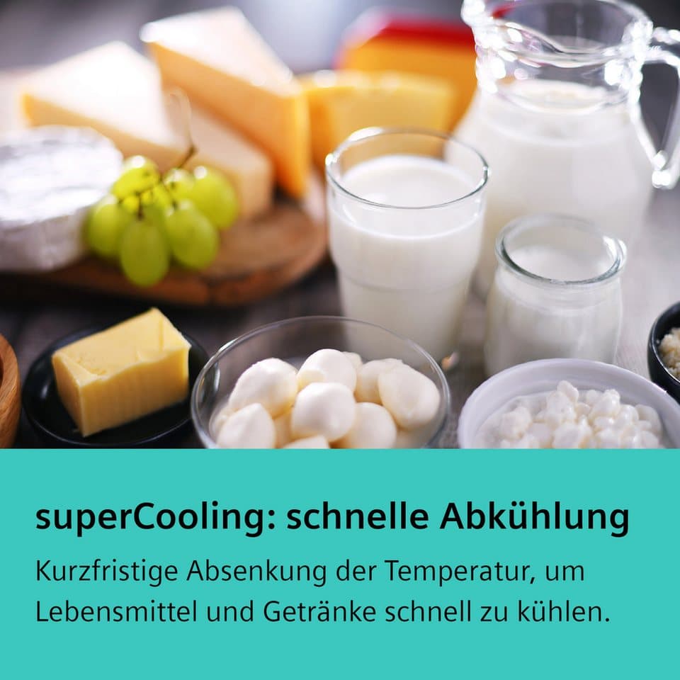 SIEMENS Kühl-/Gefrierkombination iQ500 KG36EALCA, 186 cm hoch, 60 cm breit, lowFrost, hyperFresh Schubladen, bigBox, LED-Licht, Flaschenregal - Thumbnail 4