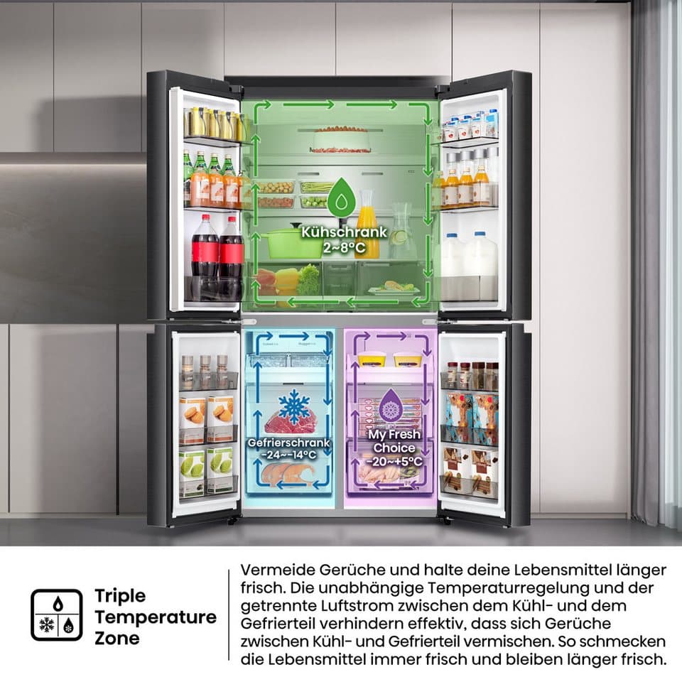 Hisense Multi Door RQ5P640SYKD, 179 cm hoch, 91 cm breit, DualTech-Kühlsystem, MetalCooling, Wasser-/Eisspender - Thumbnail 9