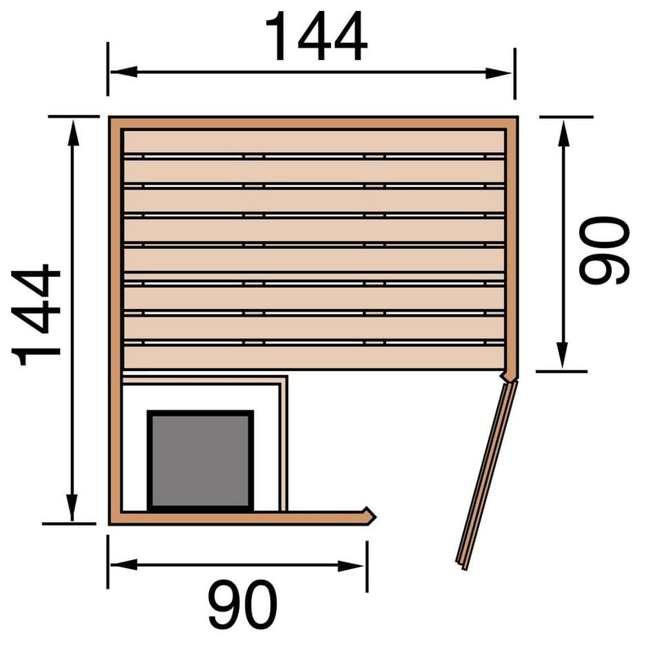 weka Sauna Kiruna, BxTxH: 144 x 144 x 199 cm, 68 mm, 3,6 kW Bio-Ofen mit ext. Steuerung - Thumbnail 3