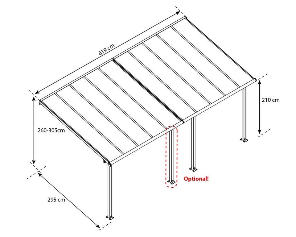 Palram - Canopia Terrassendach Olympia 3x6.1, BxT: 619x295 cm, Bedachung Doppelstegplatten, BxT: 619x295 cm - Thumbnail 6