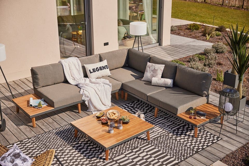 MERXX Gartenlounge-Set Athen, (15-tlg., 1x Eckbank, 1x Tisch 95x95 cm, inkl. Sitz- und Rückenkissen), Aluminiumgestell mit Akazienholz, FSC 100%, Unser Dauertiefpreis - Thumbnail 19