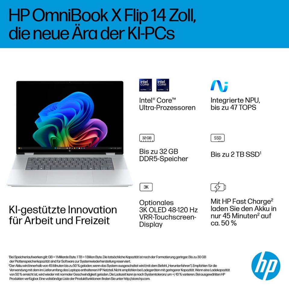 HP OmniBook X Flip 16-a0252ng Convertible Notebook (40,64 cm/16 Zoll, Intel Ultra 7 256V, ARC 140V, 16 GB, 512 GB SSD) - Thumbnail 13