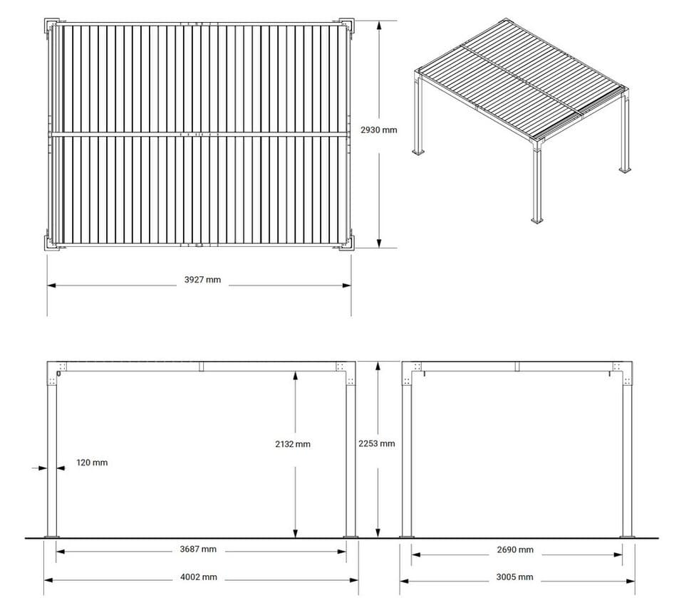 Sojag Pergola Hana 1013 Beige, BxTxH: 300,5x400,2x225,3 cm, Massive Aluminiumkonstruktion - Thumbnail 8