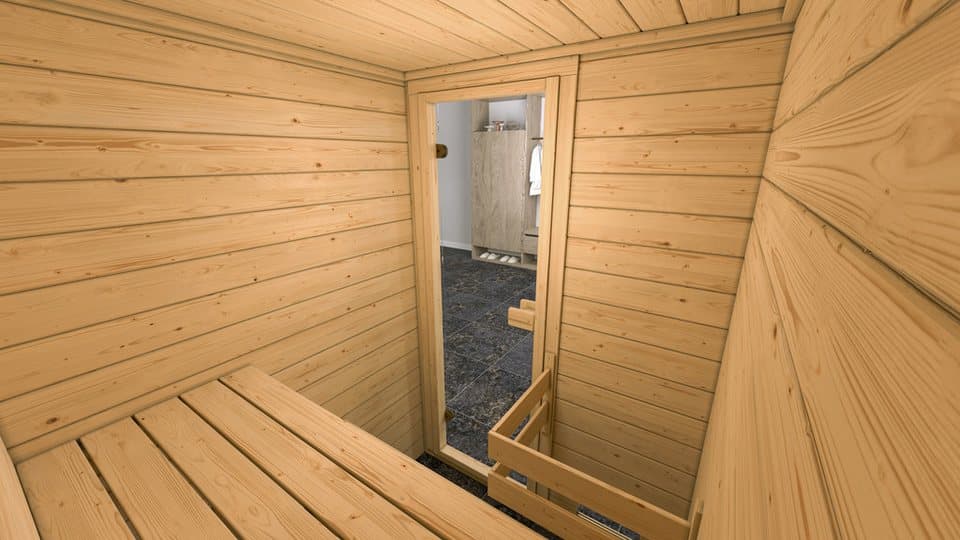 weka Sauna Massivholzsauna VALIDA 1, BxTxH: 139 x 139 x 203,5 cm, 38 mm, Blockbohlen, moderne Ganzglastür - Thumbnail 6