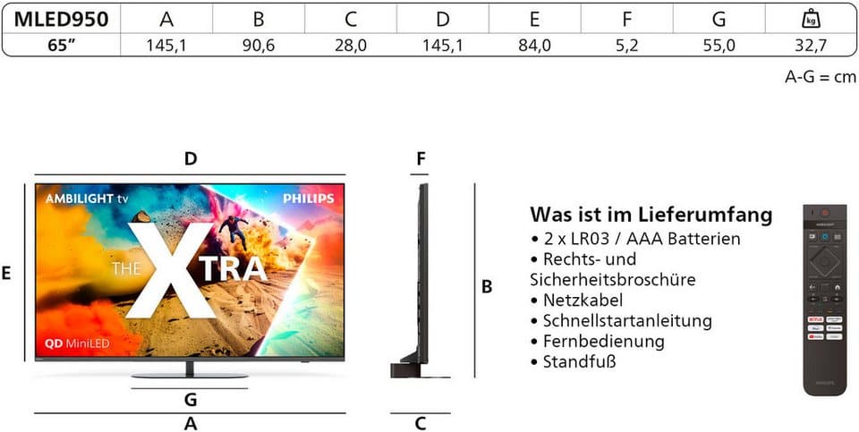 Philips 65MLED950/12 LED-Fernseher (164 cm/65 Zoll, 4K Ultra HD, Smart-TV, Ambilight Plus, P5 AI, Dolby Vision & Atmos, FreeSync Premium Pro) - Thumbnail 17