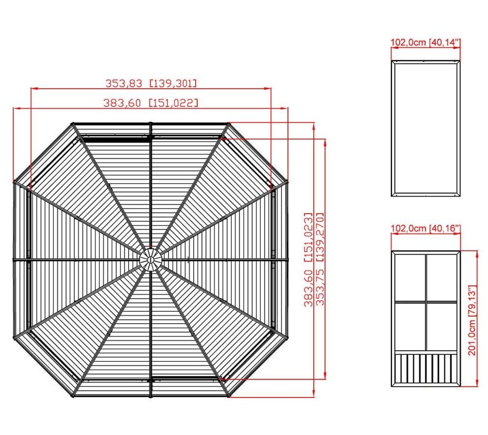 Sojag Pavillon Charleston 12x12, Wintergarten, BxT: 384x384 cm - Thumbnail 14