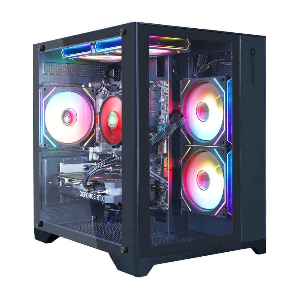 GAMEMAX MegaDeal Infinity Mini BK 2700 Ryzen 7 5700X RTX 5060Ti 16GB 1TB SSD Gaming-PC-Komplettsystem (32", AMD Ryzen 7 5700X, RTX 5060 Ti, 16 GB RAM, 1000 GB SSD, Windows 11 + MSI MAG 32C6X Curved Monitor, 80cm (32) - Thumbnail 4