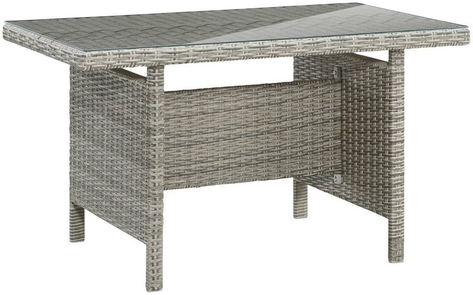KONIFERA Garten-Essgruppe Monaco, (Set, 16-tlg., 1x2er Sofa, 2x Sessel, 2x Hocker, 1x Tisch 120x70x66cm, inkl. Auflagen), Polyrattan, Aluminium, Rückenlehne verstellbar, Grau - Thumbnail 6