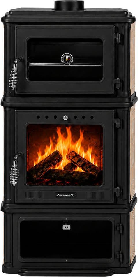 Hanseatic Kaminofen Minerva Beige, 7,1 kW, Zeitbrand, Großer Feuerraum - Thumbnail 4