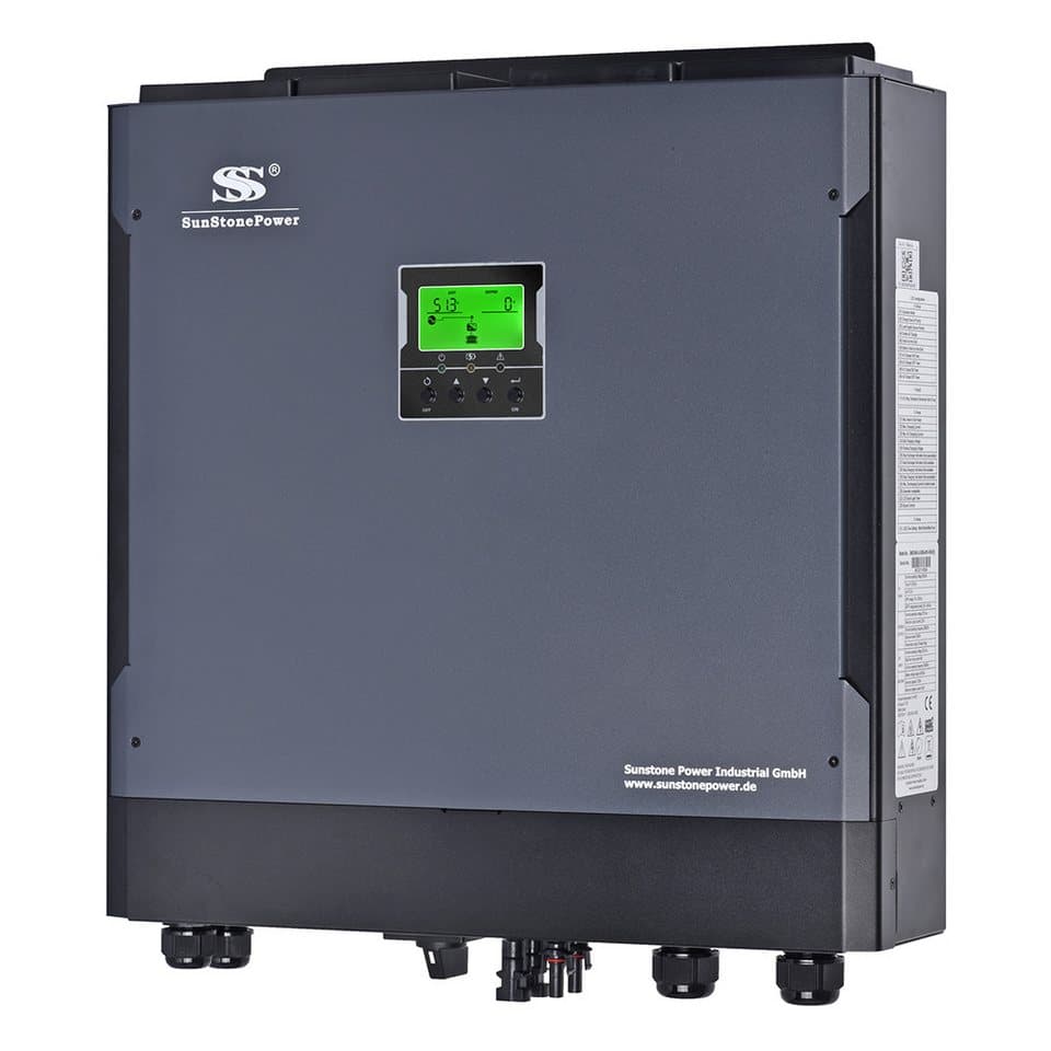 Sunstone Power Wechselrichter 5500W 48Vdc Solar Hybridwechselrichter PV-Eigenverbrauch Einspeisung, (Sunstone Power Hybrid Wechselrichter 1 Stk), Reine Sinuswelle, mit App, Inselbetrieb und Einspeisung ins Netz