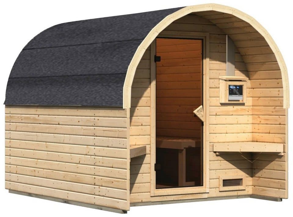 Karibu Fasssauna Fasshaus 2, BxTxH: 219 x 295 x 229 cm, 40 mm, (Set, 2-St) Ofen 9 KW externe Strg easy - Thumbnail 2