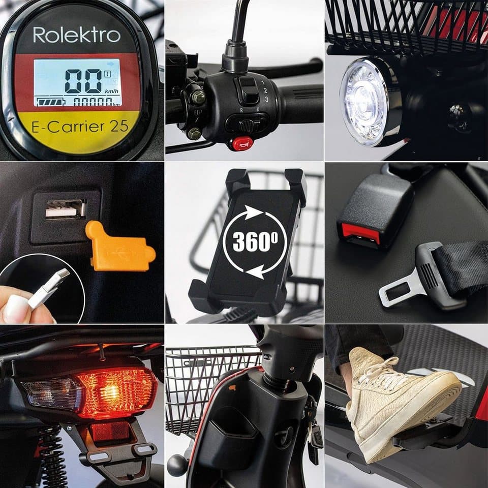 Rolektro Elektromobil Rolektro E-Carrier 25 V.3 Lithium mit XXL-Koffer, 1000 W, 25 km/h, (mit Topcase) - Thumbnail 9