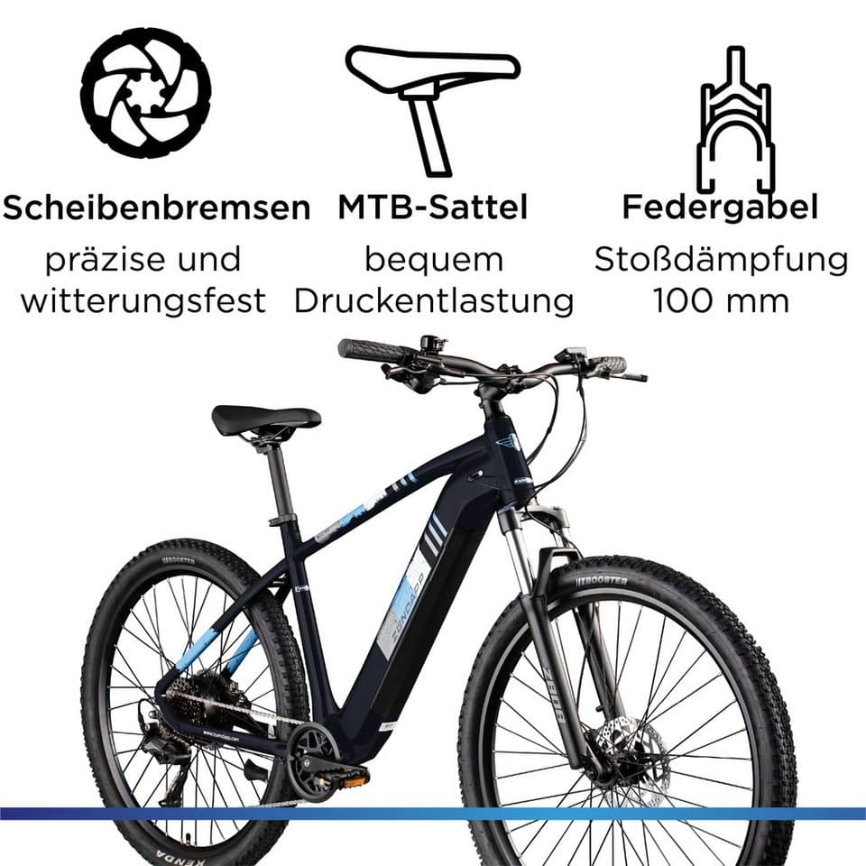 Zündapp E-Bike Mountainbike Z808, 10 Gang Shimano Deore RD-T6000 Schaltwerk, Kettenschaltung, Heckmotor, 550 Wh, Pedelec, Elektrofahrrad für Damen und Herren, MTB - Thumbnail 4