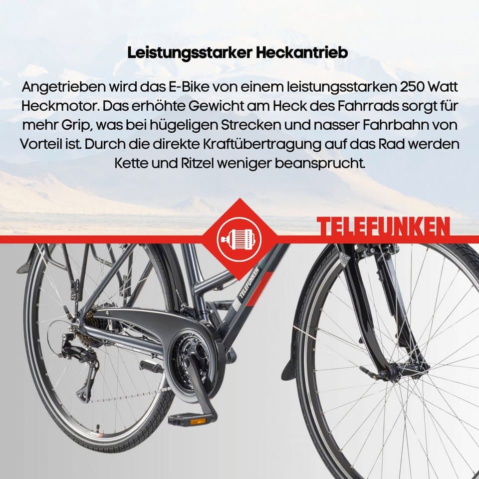 Telefunken E-Bike Trekkingrad E-Trekking Expedition XT485 Damen, 21 Gang Shimano Acera Schaltwerk, Kettenschaltung, Heckmotor, 536,5 Wh, Pedelec, Elektrofahrrad, Trekkingrad, Damen, innerhalb StVZO, 28 Zoll - Thumbnail 8