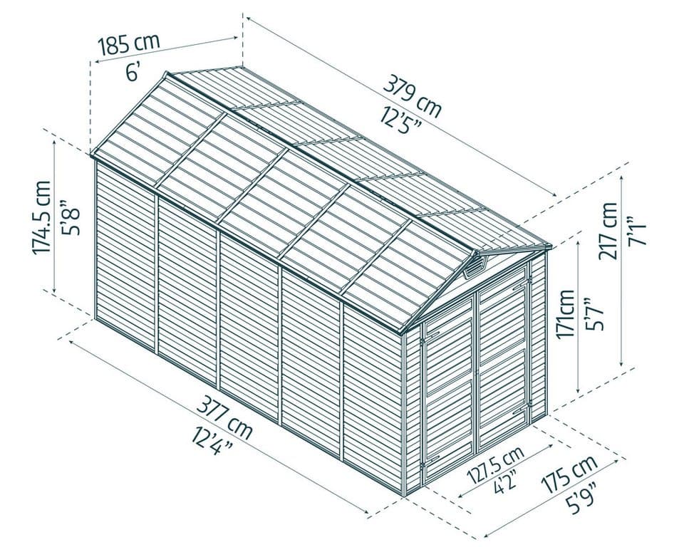 Palram - Canopia Gerätehaus Skylight, BxT: 185x379 cm, mit lebenslang widerstandsfähigen Wandpaneelen - Thumbnail 5