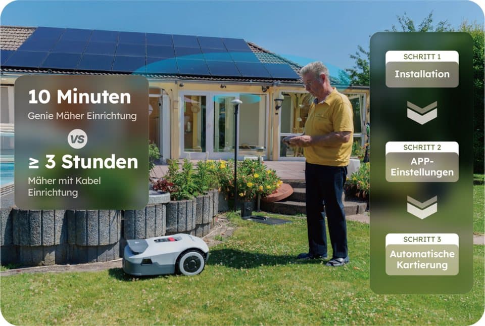 ANTHBOT Rasenmähroboter 90ANT-LMGenie600E, bis 600 m² Rasenfläche, (KI‑Hindernisvermeidung, Multi‑Zonen-Verwaltung), Kabellose Installation, Full‑Band‑RTK mit 4 KI‑Kameras - Thumbnail 8