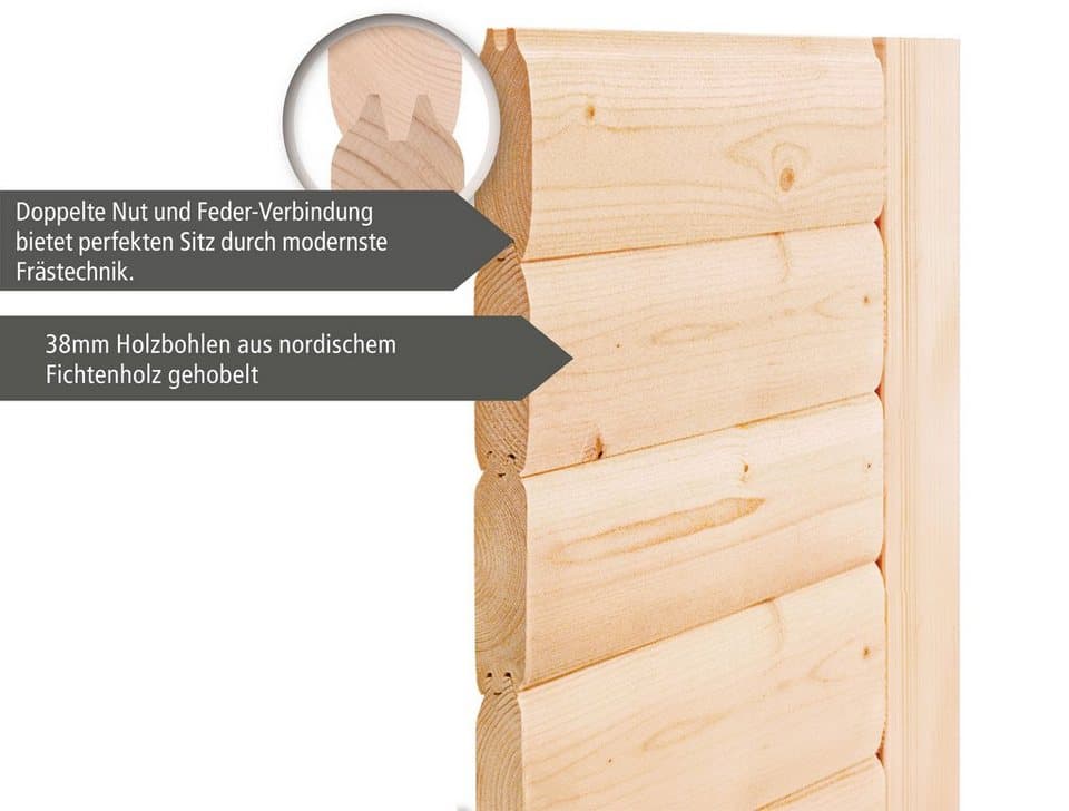 Karibu Fasssauna Fasshaus 3, BxTxH: 219 x 385 x 229 cm, 40 mm, (Set, 1-St) ohne Ofen - Thumbnail 6