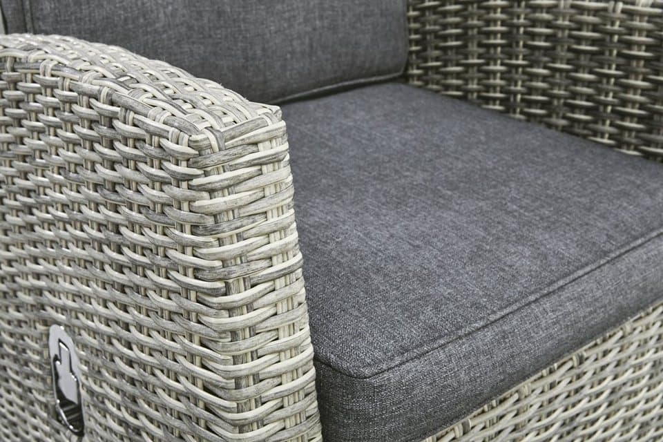 KONIFERA Garten-Essgruppe Monaco, (Set, 16-tlg., 1x2er Sofa, 2x Sessel, 2x Hocker, 1x Tisch 120x70x66cm, inkl. Auflagen), Polyrattan, Aluminium, Rückenlehne verstellbar, Grau - Thumbnail 19