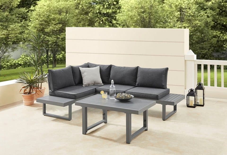 KONIFERA Gartenlounge-Set Hamburg, (Set, 14-tlg., Tisch:100x60x60/40cm,abnehmbare Rückenlehnen,individuell aufstellbar), höhenverstellbarer Tisch, inkl. Schutzhülle, Aluminiumgestell - Thumbnail 18