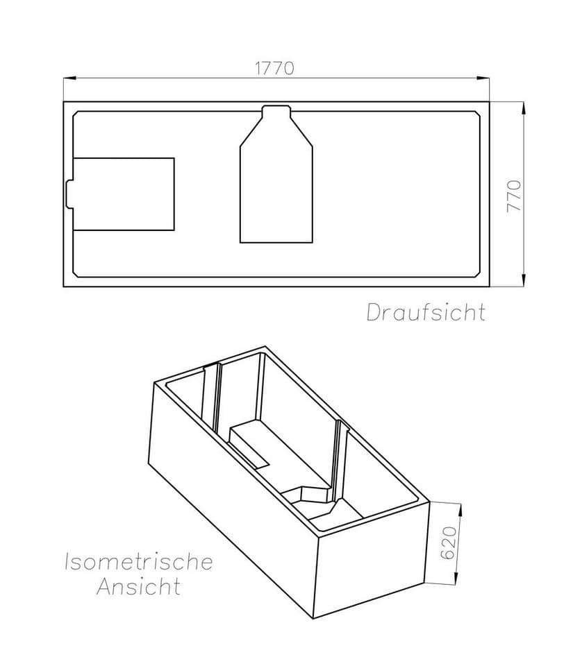 OTTOFOND Badewanne Cubic, (Komplett-Set, 3-tlg), mit Wannenträger und Ablaufgarnitur - Thumbnail 5