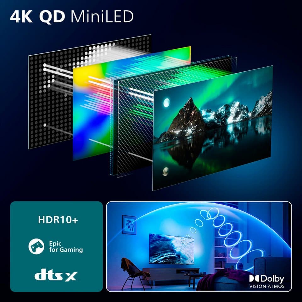 Philips 65MLED950/12 LED-Fernseher (164 cm/65 Zoll, 4K Ultra HD, Smart-TV, Ambilight Plus, P5 AI, Dolby Vision & Atmos, FreeSync Premium Pro) - Thumbnail 4
