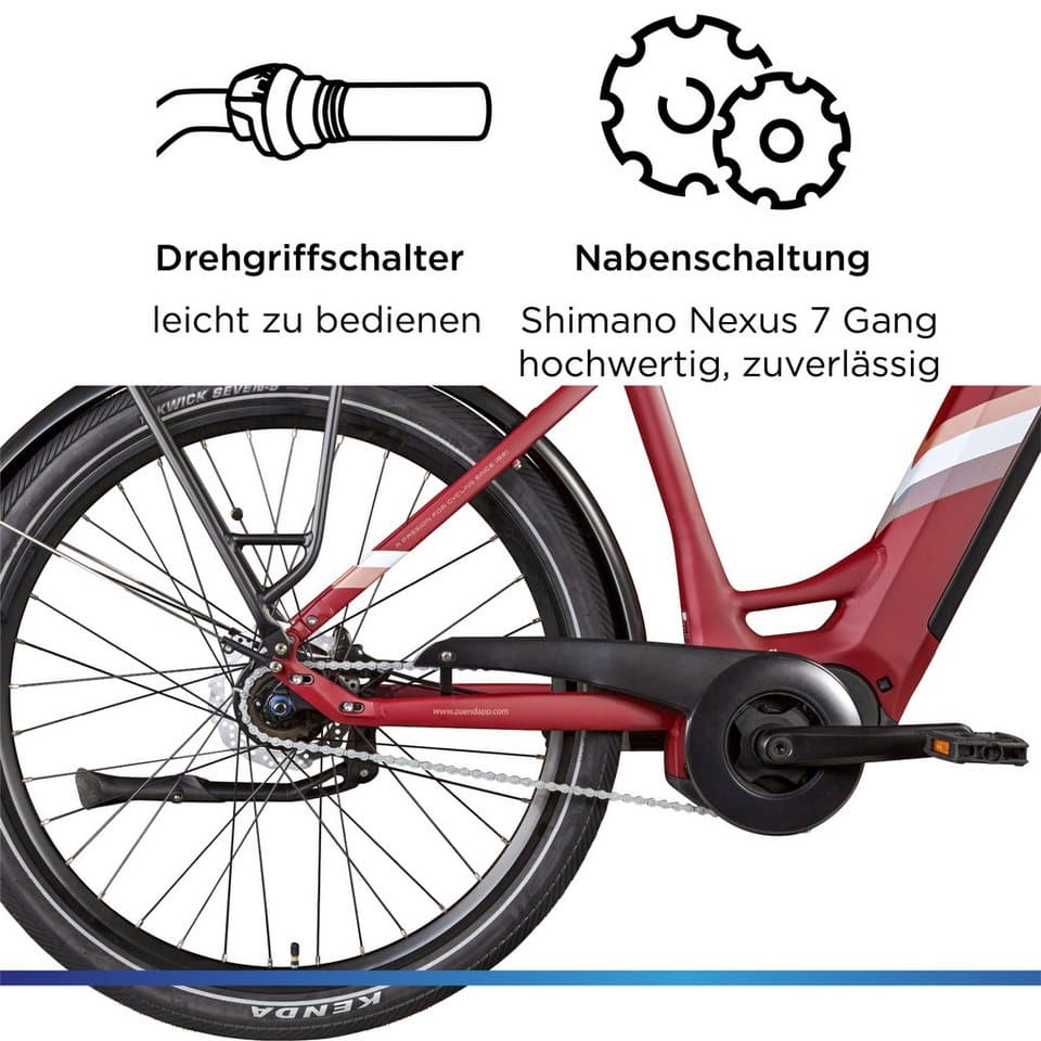 Zündapp E-Bike Cityrad X800, 7 Gang, Nabenschaltung, Mittelmotor, 550 Wh, Pedelec, Elektrofahrrad für Damen und Herren - Thumbnail 7