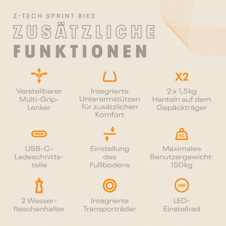 Reebok Speedbike Z-Tech Speedbike (mit Tablet-Halterung), 150 kg max. Benutzergewicht, Fahrrad, 50 Widerstandsstufen - Thumbnail 26