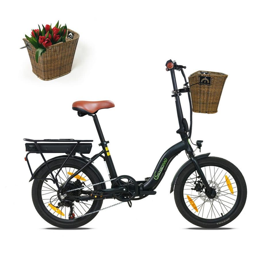 SachsenRAD E-Bike Faltrad Faltrad F2 Farmers mit Korb und Alarmanlage, 7 Gang Shimano, Kettenschaltung, Heckmotor, 468 Wh - Bild 1