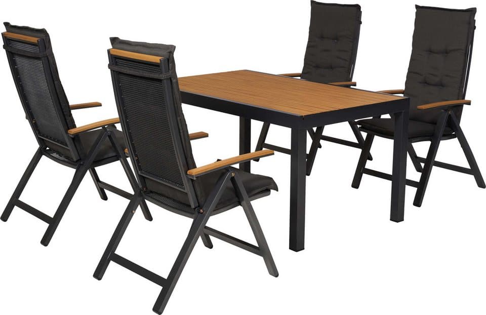 MERXX Garten-Essgruppe Itanos, (Set, 9-tlg), inkl. 4 Klappsessel, 4 Auflagen, 1 Tisch - Bild 1