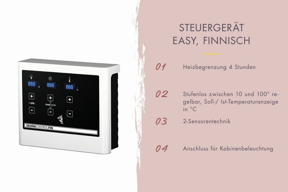 Karibu Fasssauna "Quadro 1" SET, naturbelassen mit Ofen 9 kW, BxTxH: 199 x 175 x 205 cm, 38 mm, aus hochwertiger nordischer Fichte - Thumbnail 5