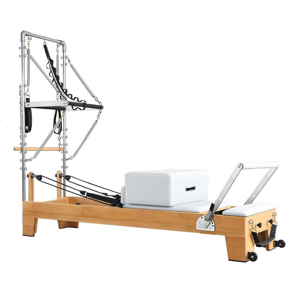 JASPORT Pilates-Reformer B80 mit Tower aus Buchenholz, 150 kg belastbar, (Pilates Reformer Set inkl. Tower und Zubehör), Massives Buchenholz, Mehrfaches Federsystem - Thumbnail 5