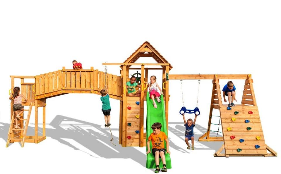 FUNGOO Spielturm MAXI SET FUN GYM, mit Schaukel & Rutsche, Klettererweiterung, Sandkasten - Thumbnail 2