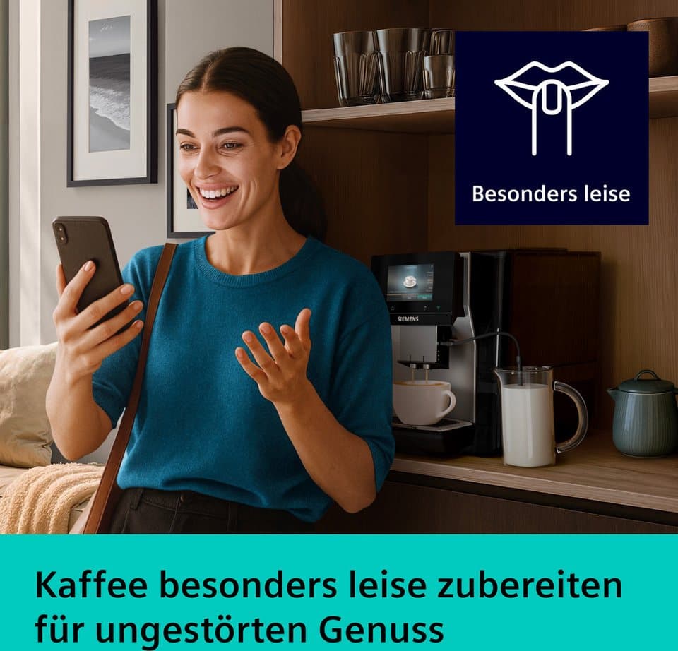 SIEMENS Kaffeevollautomat EQ700 TP725ET7, inkl. Thermo-Kaffeebecher, XL-Getränke, 20 Favoriten, farbiges Full-Touch-Display, Doppeltassenfunktion, sehr leise, silber - Thumbnail 12