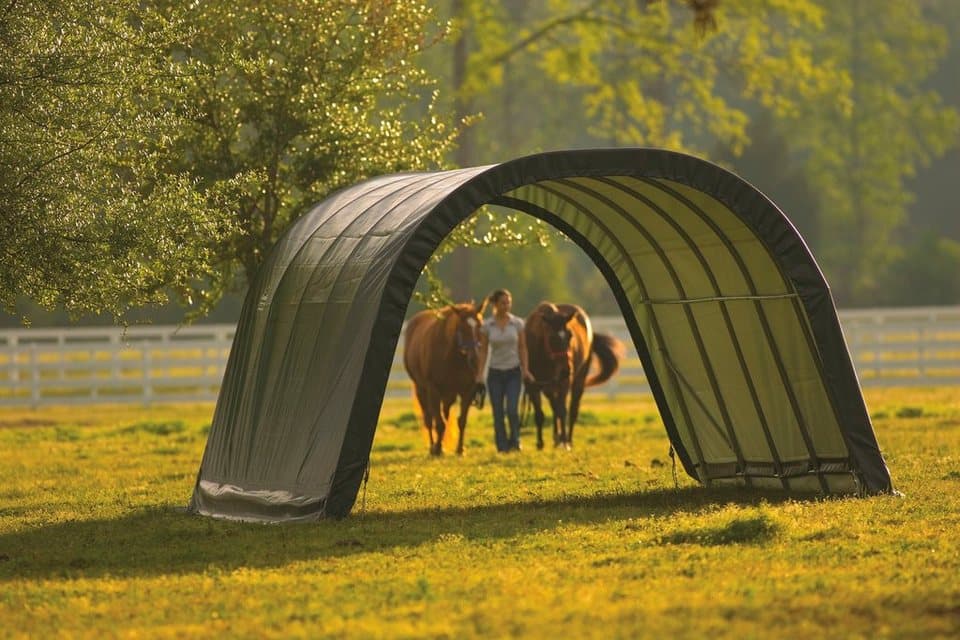 ShelterLogic Foliengerätehaus Weidezelt, BxT: 370x610 cm, 22,57m², Grün - Thumbnail 6