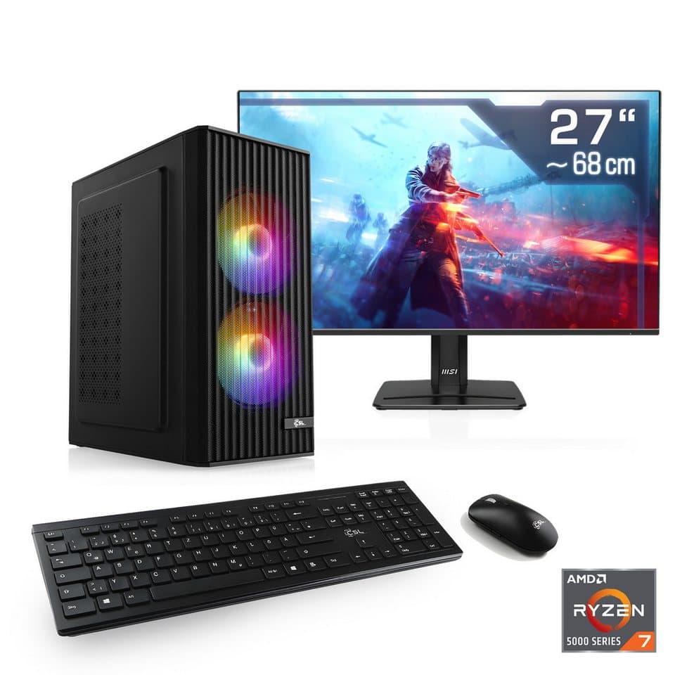 CSL Spectrum V25275W PC-Komplettsystem (27", AMD Ryzen 7 5700X, GeForce RTX 3050, 32 GB RAM, 1000 GB SSD) - Bild 1