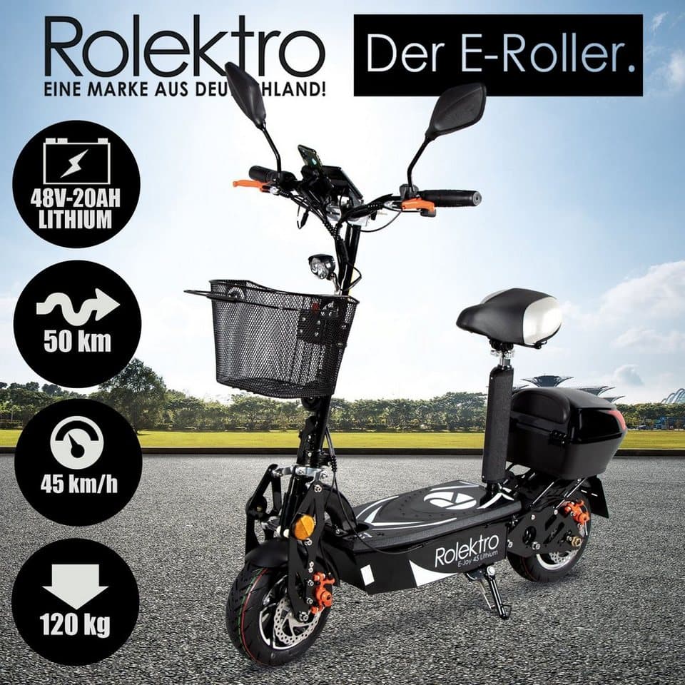 Rolektro E-Motorroller Rolektro E-Joy 45 Lithium, 1000 W, 45 km/h, bis zu 50 km Reichweite, mit USB-Anschluss - Thumbnail 2