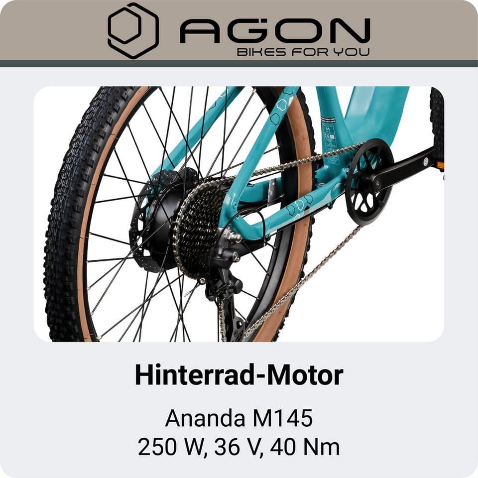 AGON E-Bike Mountainbike Alpha, 10 Gang Shimano Deore SGS T6000 Schaltwerk, Kettenschaltung, Heckmotor, 540 Wh, Pedelec, Elektrofahrrad für Damen u. Herren, MTB - Thumbnail 5