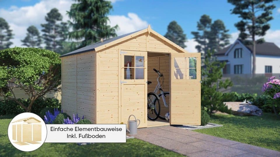 KONIFERA Gartenhaus Osterbek 4 aus naturbelassenem Fichtenholz, BxT: 259x251 cm, inklusive Fußboden