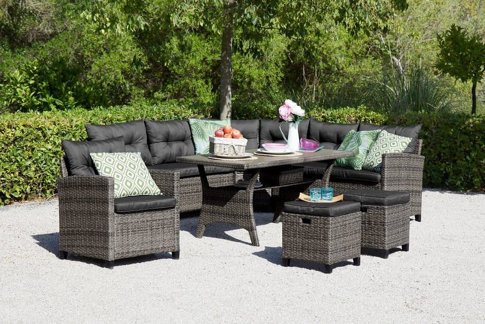 KONIFERA Gartenlounge-Set Keros Premium, (Set, 20-tlg., 2x 2er Sofa, 1x Ecke, 1x Sessel, 2x Hocker, 1x Tisch 145x75x67,5cm), Ecklounge, Polyrattan, Stahl, geeignet für 8 Personen, inkl. Auflagen - Thumbnail 29
