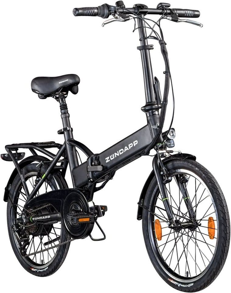 Zündapp E-Bike Klapprad Z101, 6 Gang Shimano Tourney Schaltwerk, Kettenschaltung, Heckmotor, 270 Wh, Pedelec, Elektrofahrrad für Damen u. Herren - Thumbnail 2