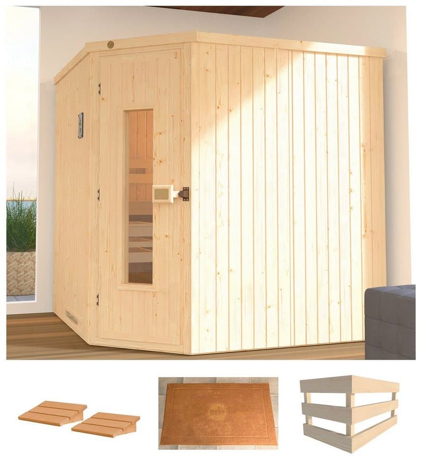 weka Sauna Varberg 3, BxTxH: 194 x 194 x 199 cm, 68 mm, ohne Ofen