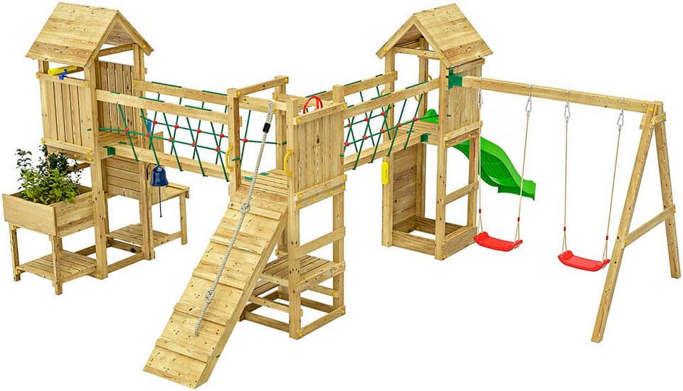 FUNGOO Spielturm Maxi Funny Optimizer, mit Rutsche, Schaukeln, Kletterwand + Seilbrücke, Made in Europe - Thumbnail 5