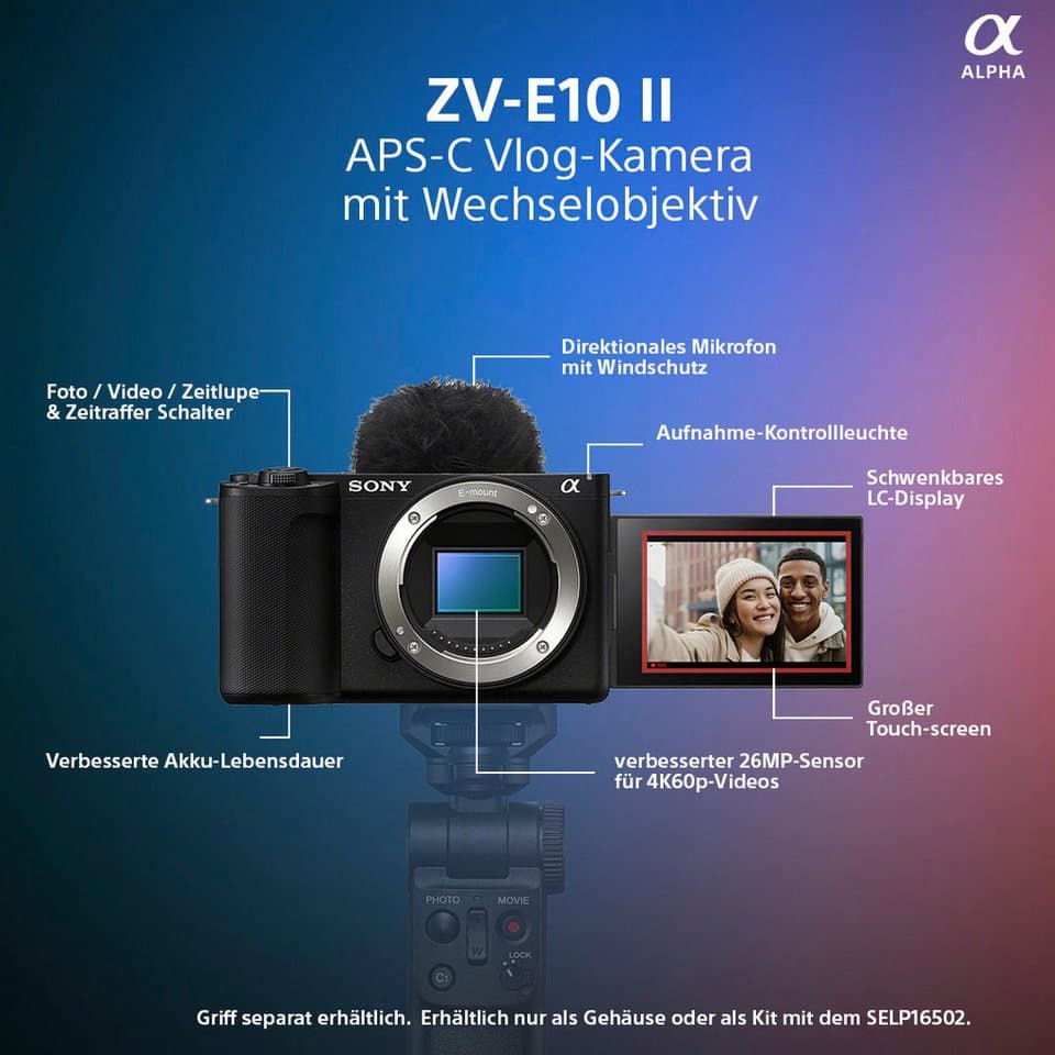 Sony ZV-E10M2K Systemkamera (Sony E PZ 16-50mm f3.5-5.6 OSS II (SELP16502), 26 MP, Bluetooth, WLAN) - Thumbnail 8