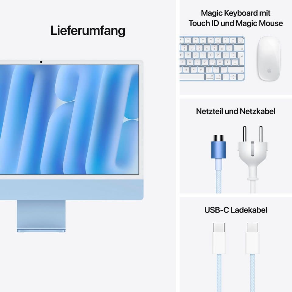 Apple iMac 24" iMac (24 Zoll, Apple Apple M4 M4, 10‑Core GPU, 16 GB RAM, 256 GB SSD, Luftkühlung) - Thumbnail 9
